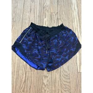Lululemon Hotty Hot Short Mini Lined Camo Emperor Blue Black / Black Size 6